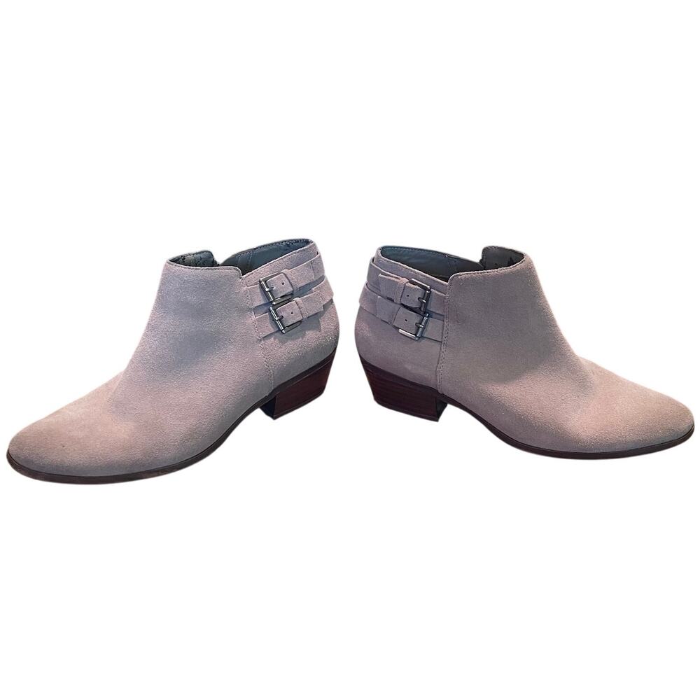 Sam Edelman Beige / Tan Suede Petal Ankle Booties Buckle Western, Size 9